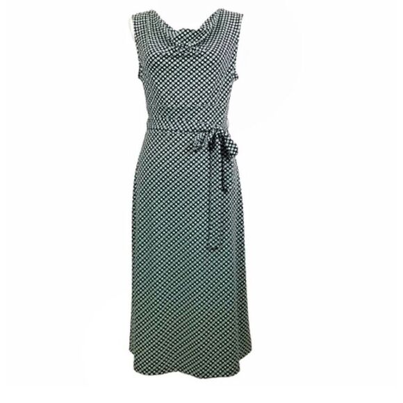 ✨Talbots Drape Neck A Line Luxe Stretch Jersey Midi Sz Large Dress✨ - Picture 1 of 7